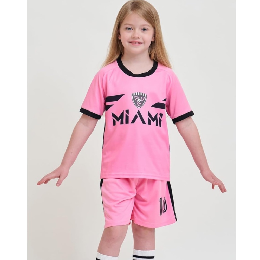 Pink Miami Soccer Jersey Set Size 12-13 yr